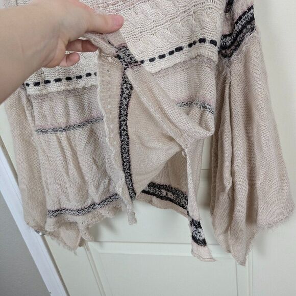 Free People | Cream Cable Knit Distressed Sweater Size Extra Small - Picture 8 of 14